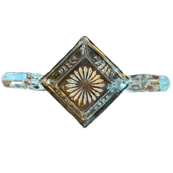 Heisey Clear Quatro Fine Crystal Open Sugar Bowl Vase Heavy Glass Square Handles - Picture 6 of 12